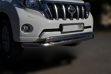 Защита переднего бампера двойная овал d76/75x42 мм для Toyota Land Cruiser Prado 150 Series