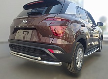 Защита заднего бампера двойная d60/42 мм для Hyundai Creta II