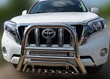 Защита переднего бампера скоба высокая+зубья d76/60/42 мм для Toyota Land Cruiser Prado 150 Series