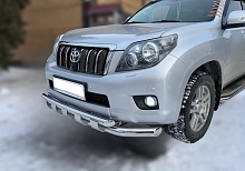 Защита переднего бампера двойная с перемычками d76/60 мм для Toyota Land Cruiser Prado 150 Series
