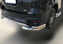 Защита заднего бампера двойная угловая d76/42 мм для Toyota Fortuner II