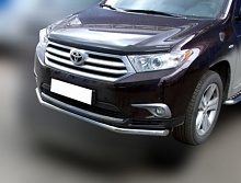 Защита переднего бампера d60 мм для Toyota Highlander II (U40) Рестайлинг