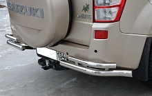 Защита заднего бампера угловая двойная d60/42 мм для Suzuki Grand Vitara III Рестайлинг 2