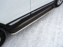 Пороги с площадкой (нерж. лист) 42,4 мм для Chery Tiggo 5 I Рестайлинг