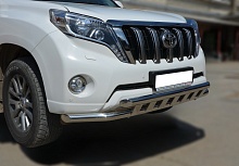 Защита переднего бампера с пластинами d60/60 мм для Toyota Land Cruiser Prado 150 Series Рестайлинг 1
