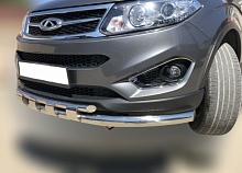 Защита переднего бампера двойная с перемычками d60/42 мм для Chery Tiggo 5 I