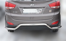 Защита заднего бампера угловая двойная короткая d60/42 мм для Hyundai ix35 I