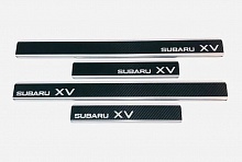 Накладки на пороги нержавеющая сталь под карбон 4шт. для Subaru XV I Рестайлинг