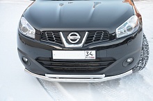 Защита переднего бампера двойная d60/42 мм для Nissan Qashqai I