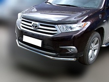 Защита переднего бампера d60 мм для Toyota Highlander II (U40) Рестайлинг