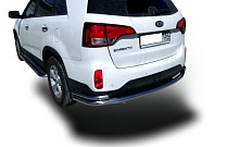 Защита заднего бампера угловая большая двойная d60/42 мм для Kia Sorento II Рестайлинг