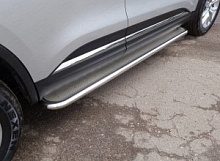 Пороги с площадкой (нерж. лист) 42,4 мм для Renault Koleos II