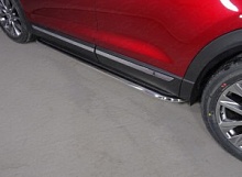 Пороги с площадкой (нерж. лист) 75х42 мм для Mazda CX-9 II Рестайлинг