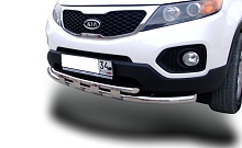 Защита переднего бампера двойная с перемычками d60/42 мм для Kia Sorento II
