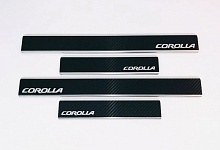 Накладки на пороги нержавеющая сталь под карбон 4шт. для Toyota Corolla XI (E160, E170, Е180)