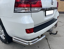 Защита заднего бампера угловая двойная d76/42 мм для Toyota Land Cruiser 200 Series Рестайлинг 1