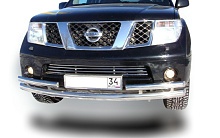 Защита переднего бампера 1 длинная 2 коротких d76/53 мм для Nissan Pathfinder III Рестайлинг
