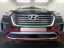 Защитная сетка радиатора низ 2 части, с датчиком ACC для Hyundai Grand Santa Fe I Рестайлинг