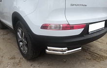 Защита заднего бампера угловая двойная d60/42 мм для Kia Sportage III
