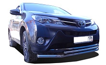 Защита переднего бампера двойная d60/42 мм для Toyota RAV4 IV (XA40)