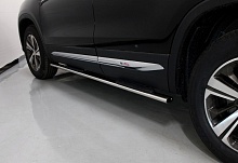 Пороги овальные с накладкой 75х42 мм для Changan CS75 I Рестайлинг