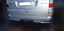 Защита заднего бампера угловая двойная d60/42 мм для Mercedes-Benz Vito II (W639) Рестайлинг