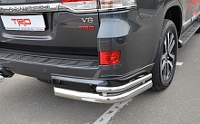 Защита заднего бампера угловая двойная d76/42 мм для Toyota Land Cruiser 200 Series Рестайлинг 2