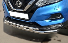 Защита переднего бампера двойная с перемычками d60/42 мм для Nissan Qashqai II Рестайлинг