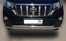 Защита переднего бампера двойная d76/60 мм для Toyota Land Cruiser Prado 150 Series Рестайлинг 1