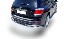 Защита заднего бампера двойная и короткая d60/42 мм для Toyota Highlander II (U40) Рестайлинг