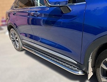 Пороги с накладным листом d53 мм для Geely Tugella I