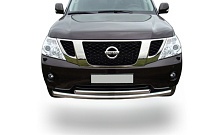 Защита переднего бампера двойная d76/60 мм для Nissan Patrol VI (Y62)
