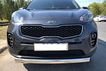 Защита переднего бампера овал d75х42 мм для Kia Sportage III Рестайлинг