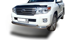 Защита переднего бампера двойная d76/60 мм для Toyota Land Cruiser 200 Series Рестайлинг 1
