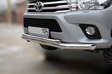 Защита переднего бампера двойная d76/60 мм для Toyota Hilux VIII
