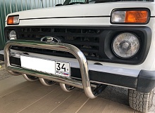 Защита переднего бампера скоба низкая+зубья d53/42 мм для LADA (ВАЗ) 2121 (4x4) I Рестайлинг (2020)