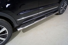 Пороги овальные с накладкой 120х60 мм для Changan CS55 I