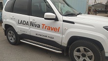 Пороги с накладным листом d53 мм для LADA (ВАЗ) Niva I Рестайлинг (Travel)