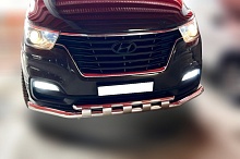Защита переднего бампера с перемычками d60/42 мм для Hyundai Grand Starex I Рестайлинг 2