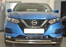 Защита переднего бампера двойная d60/42 мм для Nissan Qashqai II Рестайлинг