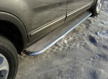 Пороги с площадкой (нерж. лист) 42,4 мм для Kia Sorento II Рестайлинг